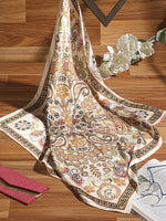 CrossKulture - GorgeousSpring Small Square Satin Scarf OffWhite Multicoloured flare view