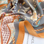 CrossKulture - SmokyBlaze Small Square Satin Scarf Orange print detailing view