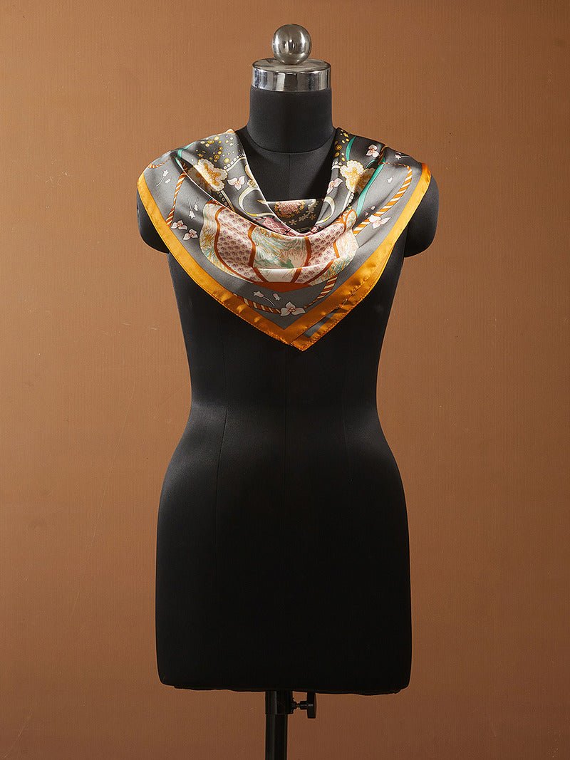CrossKulture - SmokyBlaze Small Square Satin Scarf Orange mannequin view