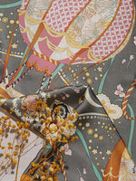 CrossKulture - SmokyBlaze Small Square Satin Scarf Orange fabric detailing view
