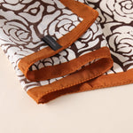 CrossKulture - CocoaBliss Small Square Satin Scarf Brown fabric detailing view