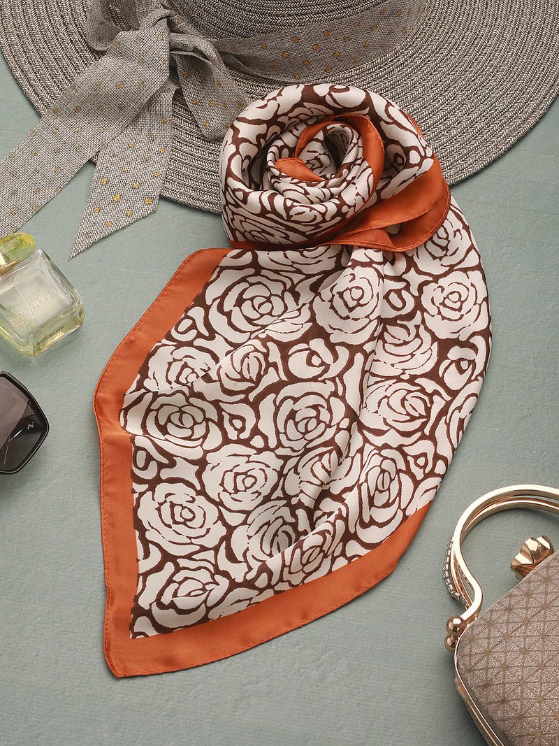 CrossKulture - CocoaBliss Small Square Satin Scarf Brown round style view