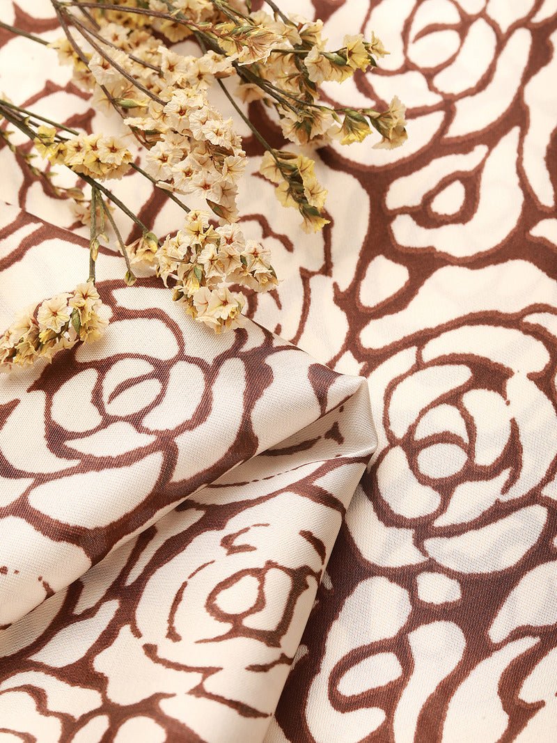 CrossKulture - CocoaBliss Small Square Satin Scarf Brown fabric detailing view