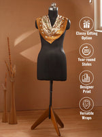 CrossKulture - CaramelFlora Small Square Satin Scarf OffWhite infographic image