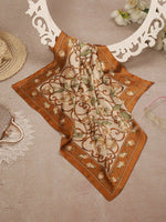 CrossKulture - CaramelFlora Small Square Satin Scarf OffWhite flare view