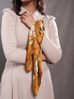 CrossKulture - CaramelFlora Small Square Satin Scarf OffWhite tied on wrist view