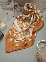 CrossKulture - CaramelFlora Small Square Satin Scarf OffWhite round view