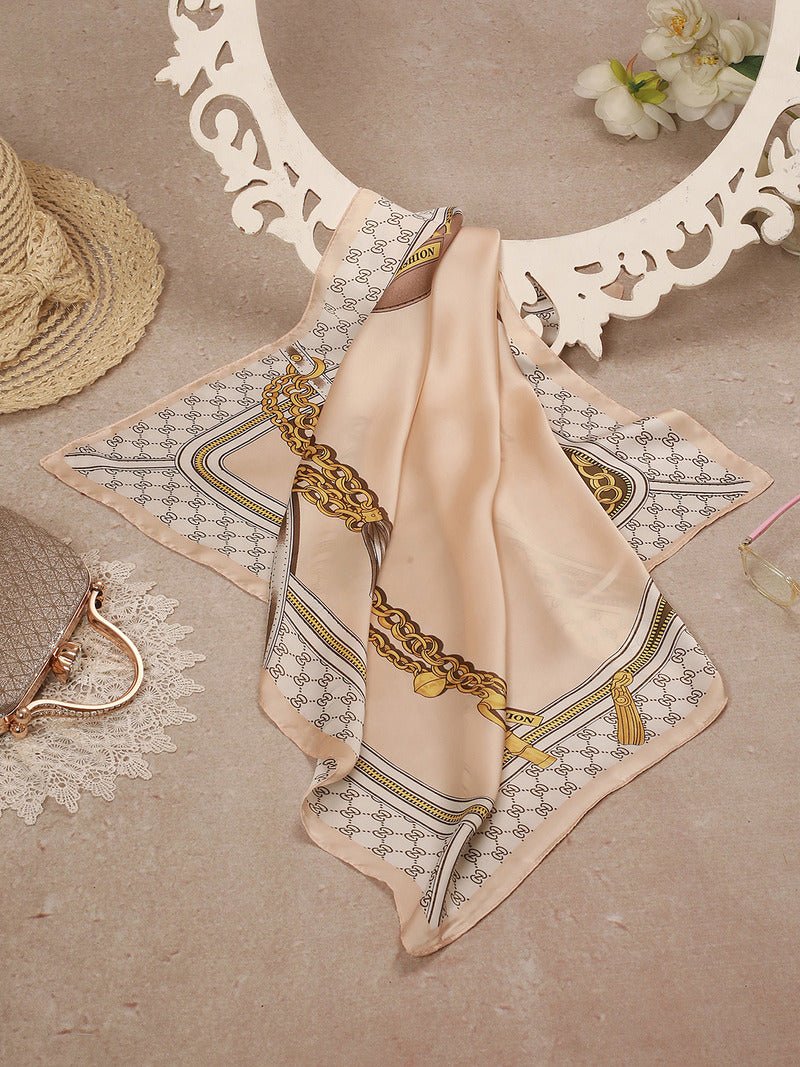 CrossKulture - SatinCreme Small Square Satin Scarf Offwhite flare view