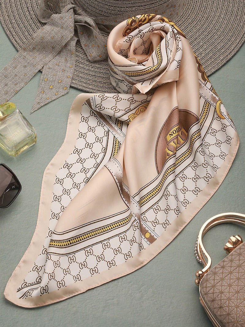 CrossKulture - SatinCreme Small Square Satin Scarf Offwhite flare view
