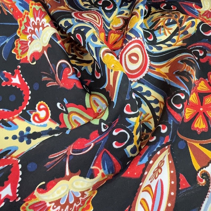 CrossKulture - BusyColours Small Square Satin Scarf Black fabric detailing view