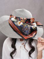 CrossKulture - BusyColours Small Square Satin Scarf Black hat view