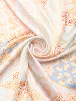 CrossKulture - SereneHorizon Small Square Satin Scarf Blue fabric detailing view
