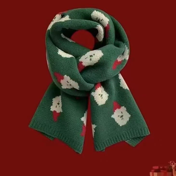 CrossKulture - HereComesSantaClause lightweight christmas wool scarf knot view