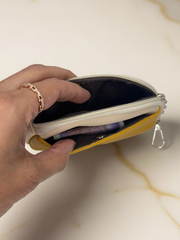 CrossKulture - GlamPouch coin purse interior with zip compartment