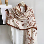 CrossKulture - WhisperingFerns Viscose Cotton Scarf Brown styled on hanger view