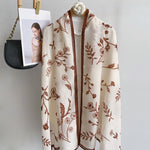 CrossKulture - WhisperingFerns Viscose Cotton Scarf Brown styled on hanger view