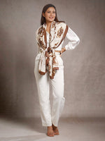 CrossKulture - CocoRose Viscose Cotton Scarf Chocolate Brown front model view