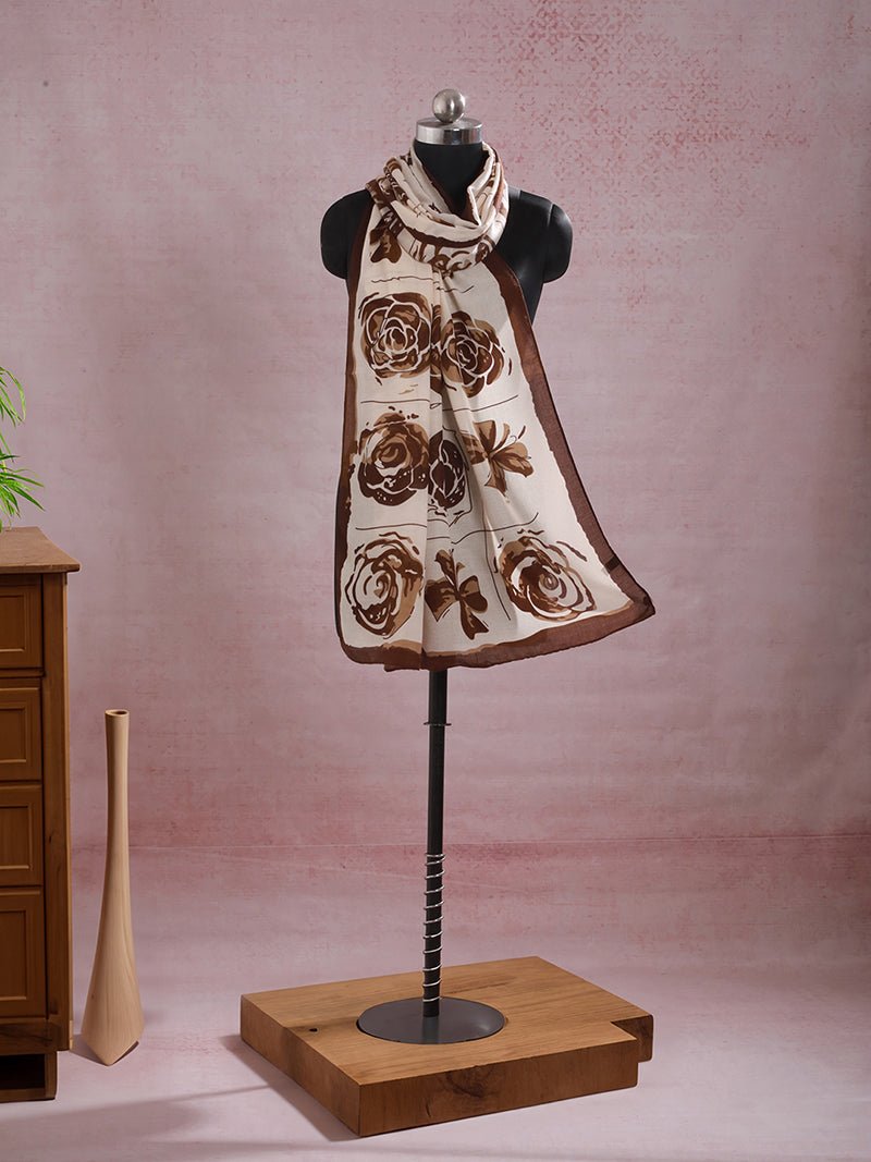 CrossKulture - CocoRose Viscose Cotton Scarf Chocolate Brown mannequin view