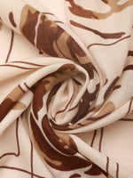 CrossKulture - CocoRose Viscose Cotton Scarf Chocolate Brown fabric detailig view