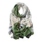 CrossKulture - FloralEnvy Viscose Cotton Scarf Green round style view