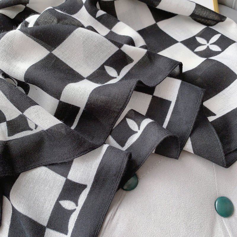 CrossKulture - MonochromeMatrix Viscose Cotton Scarf fabric detailing view