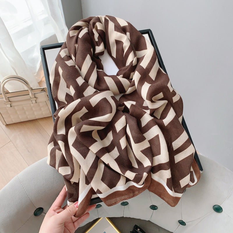 CrossKulture - TiramisuEffect Viscose Cotton Scarf Brown Round styled view on frame
