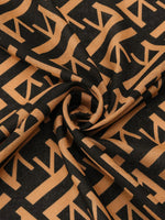CrossKulture - AbstractPuzzle Viscose Cotton Scarf Brown model side view
