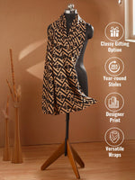 CrossKulture - AbstractPuzzle Viscose Cotton Scarf Brown infographic image
