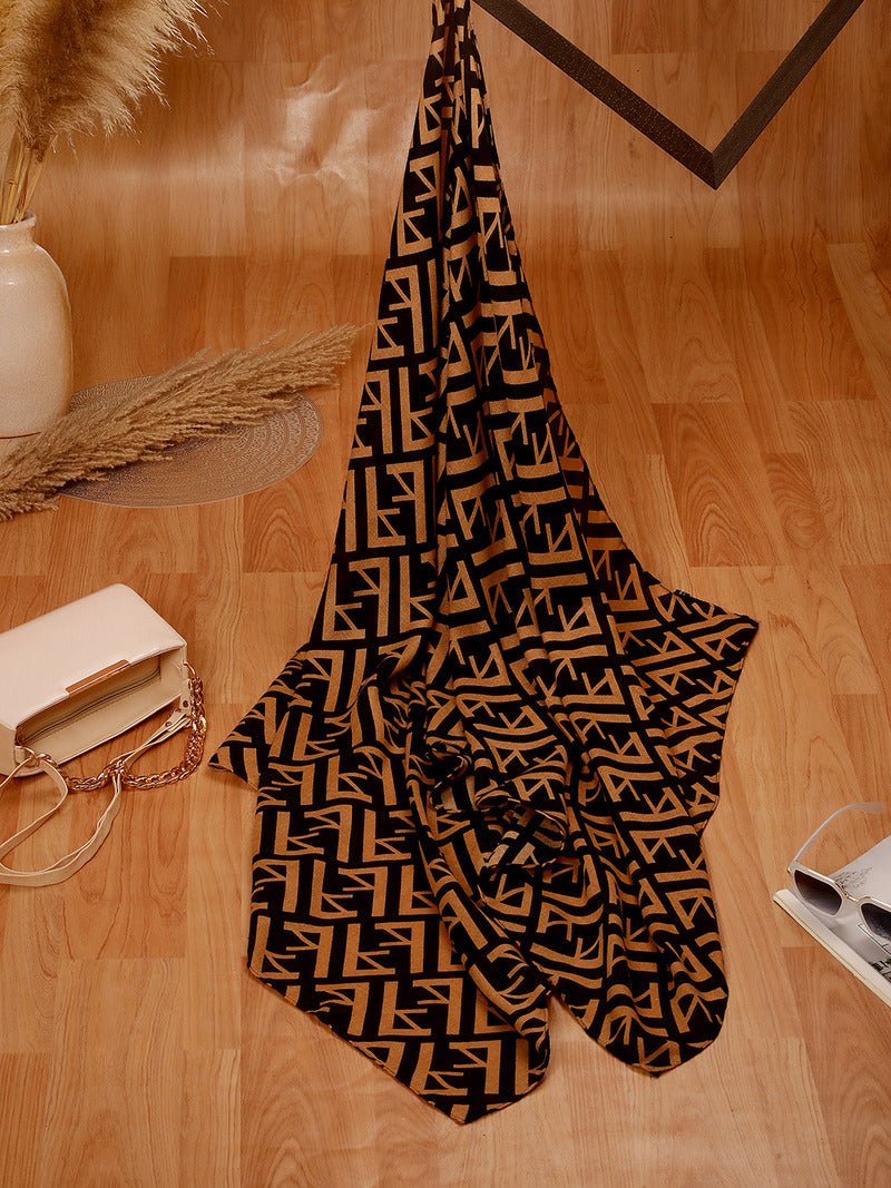 CrossKulture - AbstractPuzzle Viscose Cotton Scarf Brown flare view