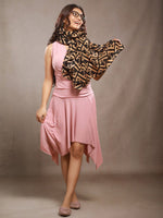 CrossKulture - AbstractPuzzle Viscose Cotton Scarf Brown model side view