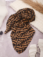 CrossKulture - AbstractPuzzle Viscose Cotton Scarf Brown fabric detailing view