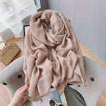 CrossKulture - WarmFawn Viscose Cotton Scarf Beige round styled view