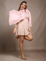 CrossKulture - SweetPink Viscose Cotton Scarf Pink front model view