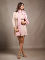 CrossKulture - SweetPink Viscose Cotton Scarf Pink side model view