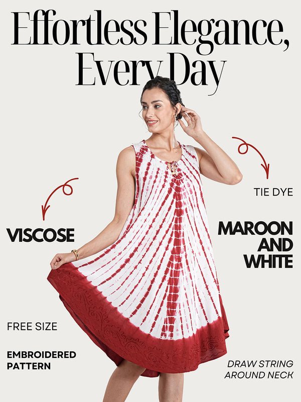 CrossKulture - RubyWave Tie-Dye Viscose Crepe Asymmetrical Dress infographic image