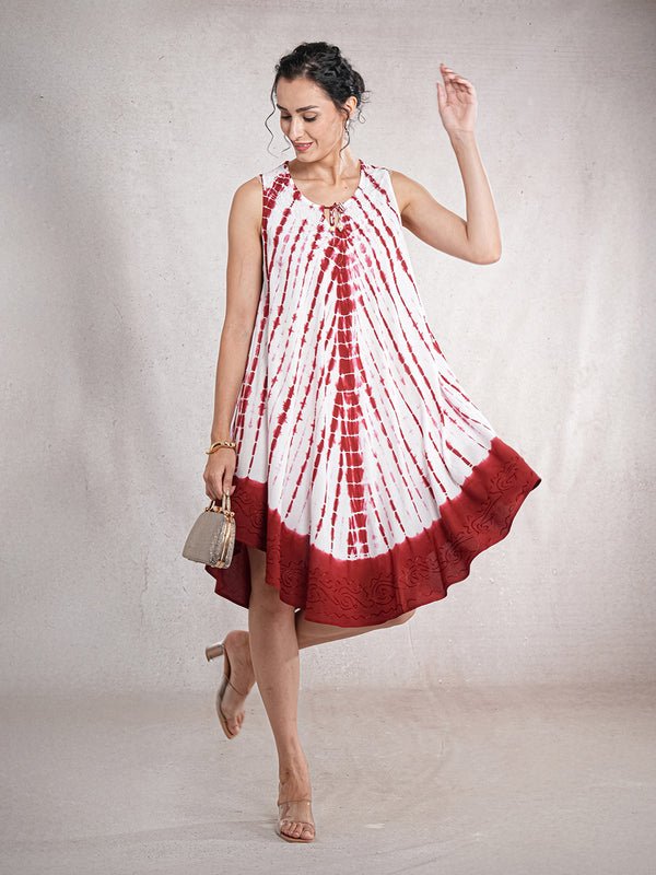 CrossKulture - RubyWave Tie-Dye Viscose Crepe Asymmetrical Dress front view