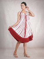 CrossKulture - RubyWave Tie-Dye Viscose Crepe Asymmetrical Dress front view showing flare