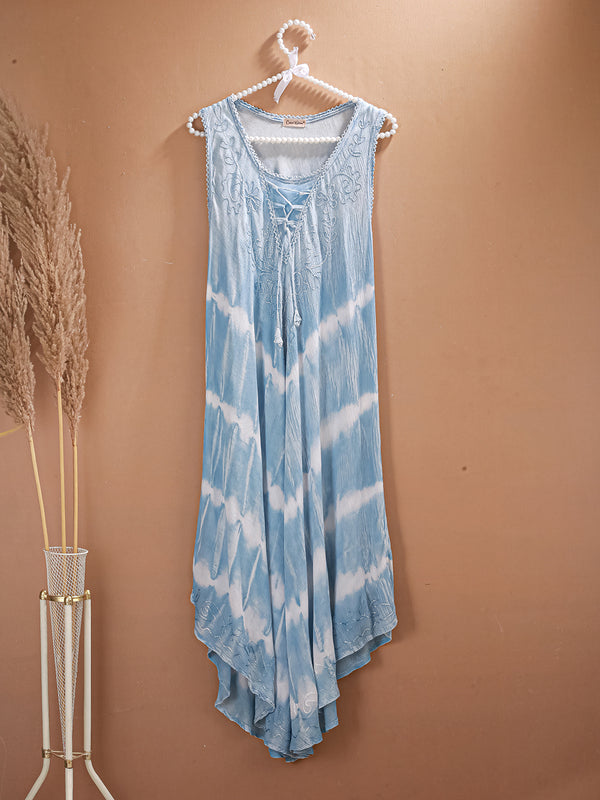 MorningDew - Tie-Dye Viscose Crepe Asymmetrical Dress
