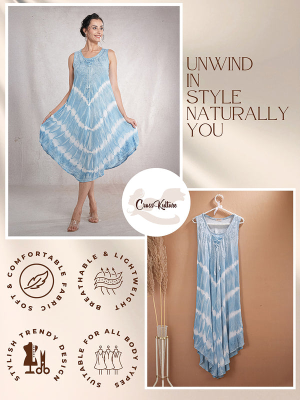 MorningDew - Tie-Dye Viscose Crepe Asymmetrical Dress