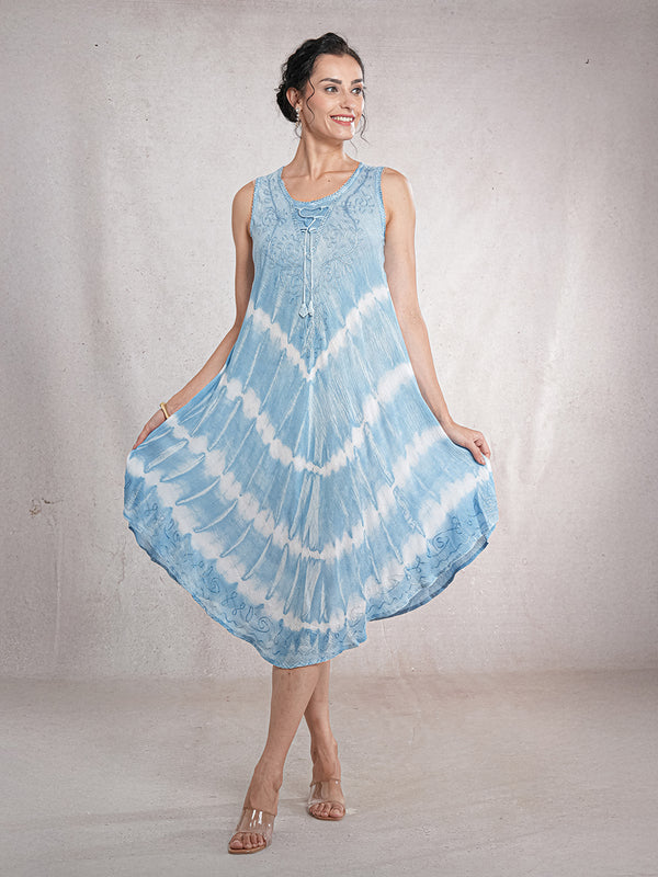 MorningDew - Tie-Dye Viscose Crepe Asymmetrical Dress