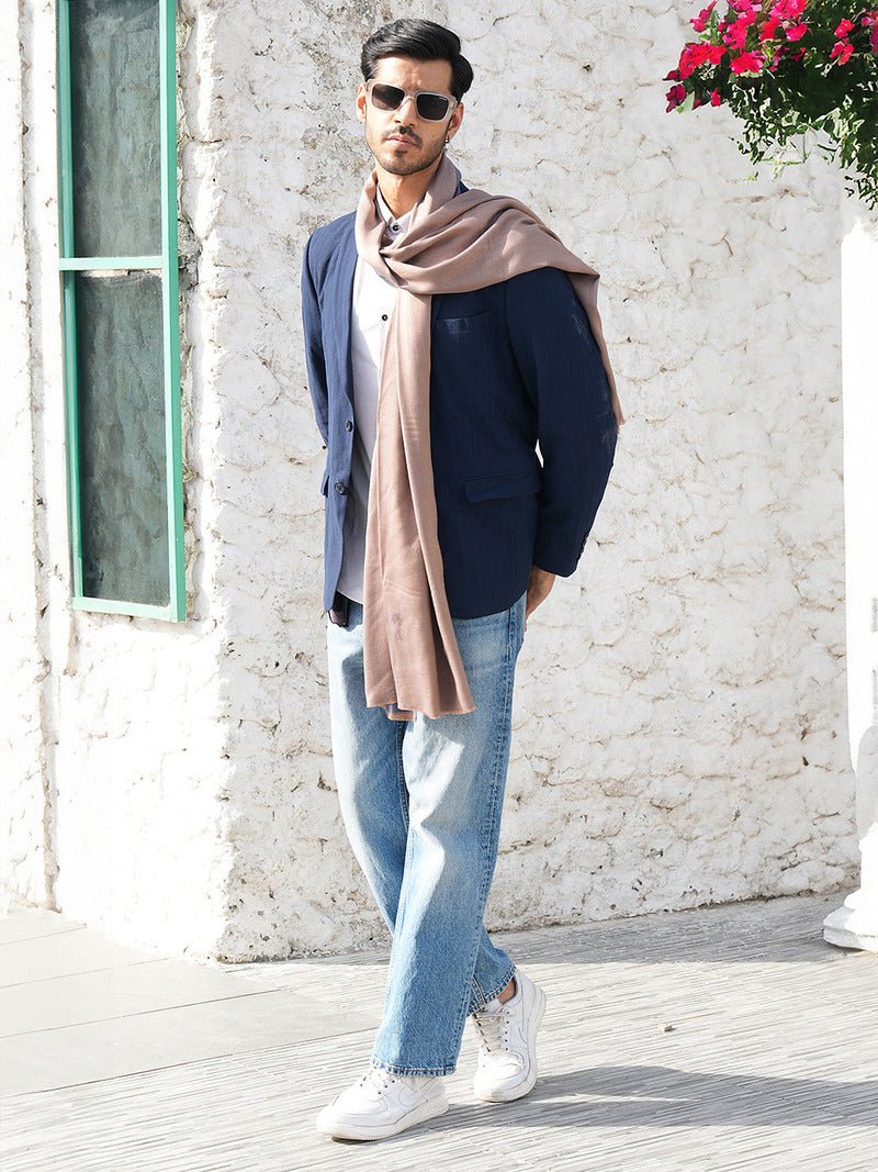 CrossKulture - DenimDriftwood Modal Reversible Stole Blue side model view