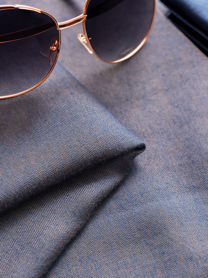 CrossKulture - DenimDriftwood Modal Reversible Stole Blue fabric detailing