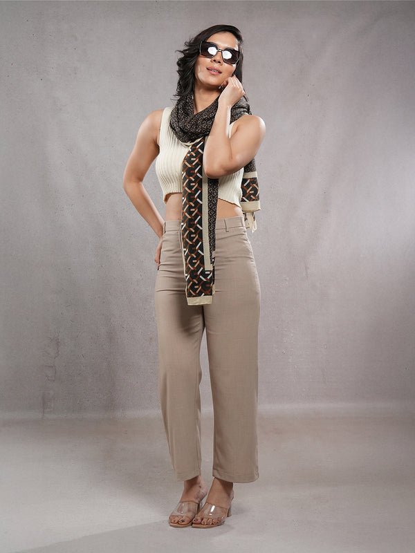 CrossKulture - DarkKnight Viscose Cotton Scarf Cocoa front model view