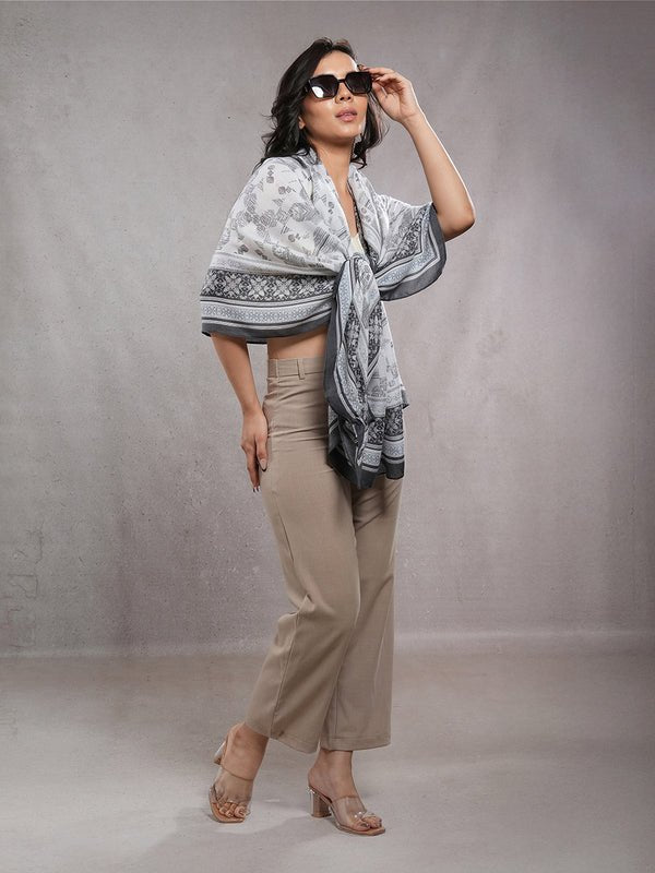 CrossKulture - GreyMatter viscose cotton scarf grey model view