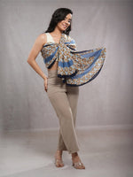 CrossKulture - BlueMood Viscose Cotton Scarf Blue model front view