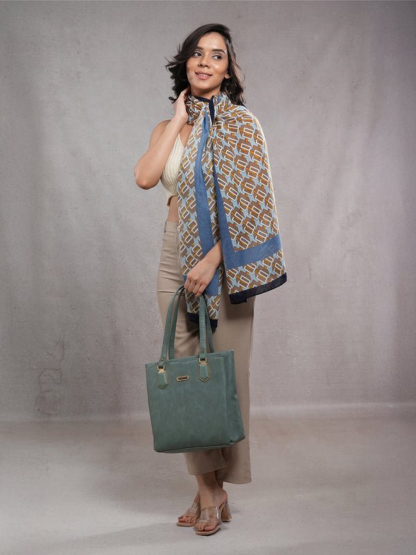 CrossKulture - BlueMood Viscose Cotton Scarf Blue model view