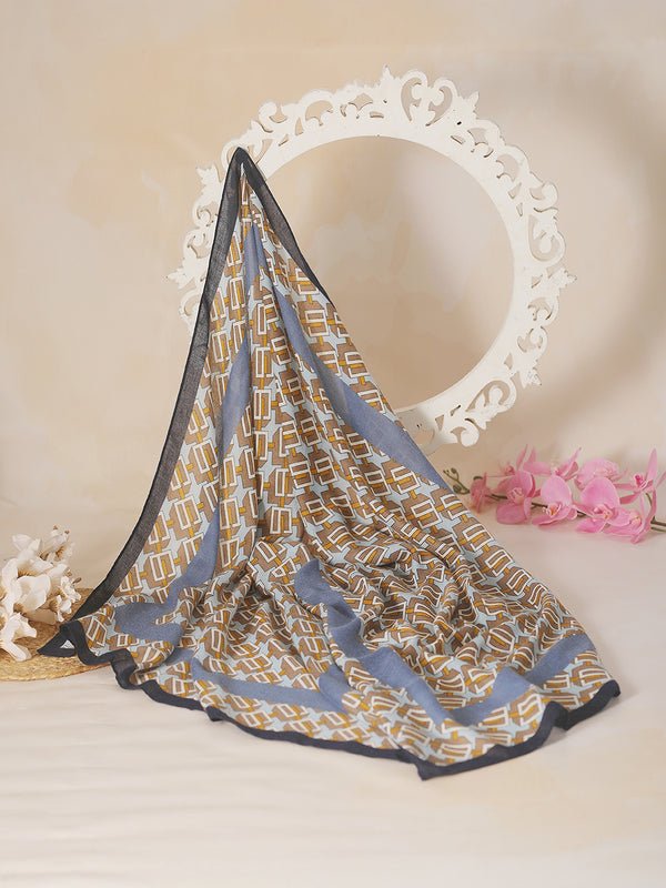 CrossKulture - BlueMood Viscose Cotton Scarf Blue fabric view