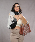 CrossKulture - EarthyPetals Viscose Cotton Scarf Maroon model view