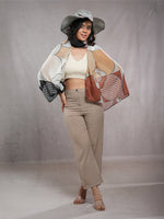CrossKulture - EarthyPetals Viscose Cotton Scarf Maroon front model view
