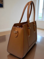 CrossKulture - BlissMuse lightweight tan handbag side view